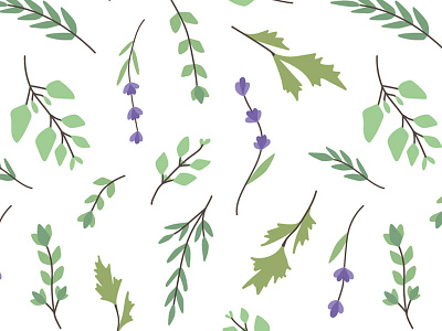 Herbs Pattern - Solid Color herbs illustration pattern pattern design plants repeating pattern surface design