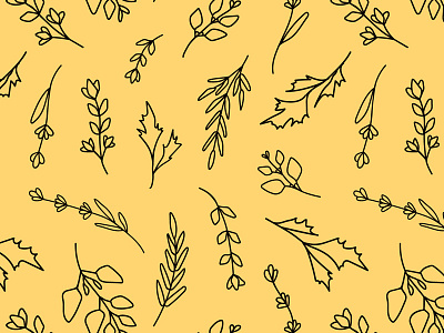 Herbs Pattern - Line Art design herbs illustration pattern plants repeating pattern surface design