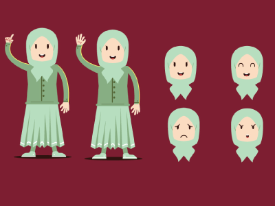 Character Animation Hijab Girl adobe illustrator asset animation flat design girl hijab girl illustration motion graphic vector
