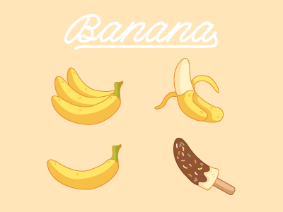 Banana Vector Set adobe illustrator banana choco banana chocolate flat design food fruit illustration vector
