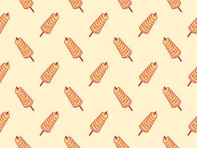 Spiral Potato Pattern adobe illustrator flat design food illustration pattern seamless surface design vector wallpaper