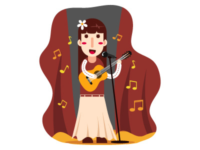Girl playing guitar and sing character editorial flat design girl graphic guitar illstration material music sing vector