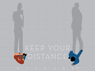 Keep your distance 6ft design illustration overhead shadows vector
