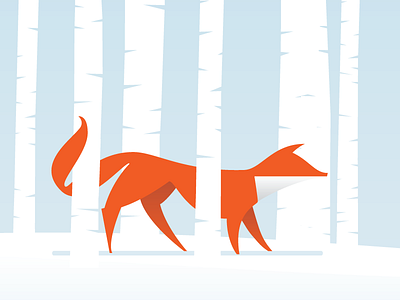 Fox fox snow trees winter