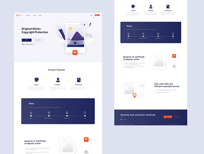 A blockchain technology application: copyright registration p blockchain illustration landingpage