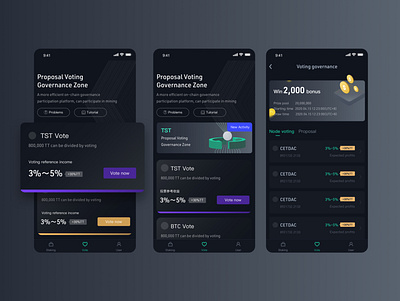 Blockchain voting app blockchain btc crypto dark app illustration income usdt