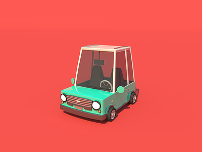 The Green Car 3d car game green low poly maya