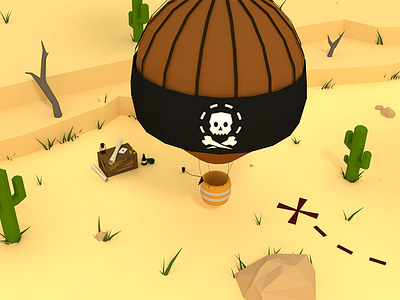 Treasure Hunt 3d balloon desert hunt low pirate poly repost treasure