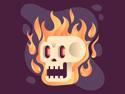 Flaming Skull Illustration bone fire flaming flamingskull illustration skeleton skull