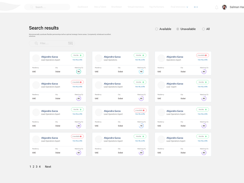 Job searching dashboard UI design by Sourav Aich on Dribbble