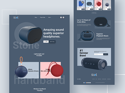 Portable Stone Speaker landing Page audio brand branding homepage landing landingpage product product design project saas stone speaker task web design workflow