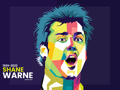 Australian legendary Cricketer Shane Warne animation australian branding creative design cricket daily design design graphic graphic design icc illustration pop art shane warne typography wpap art