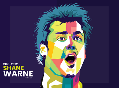 Australian legendary Cricketer Shane Warne animation australian branding creative design cricket daily design design graphic graphic design icc illustration pop art shane warne typography wpap art