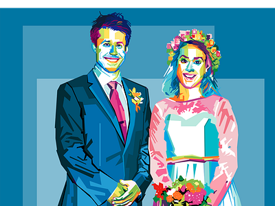 Newly married Couple animation art branding colors design graphic illustration illustrator lettering logo pop portfolio portrait poster psd typography vector web website wpap