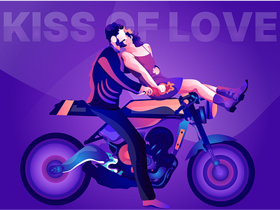 Kiss Of Love animation art branding couple design graphic illustration illustrator love birds portrait typography ui ux vector