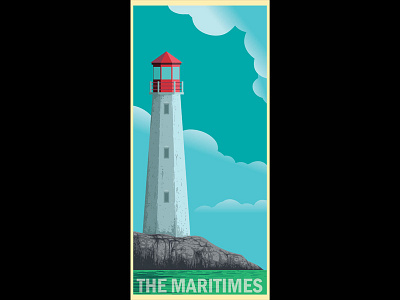 The Maritimes canada flyer illustrator lighthouse maritime poster sea vector