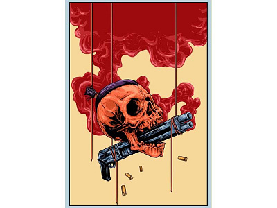Machine Gun flyer gun illustrator poster skull vector