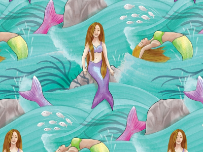 Mermaid Frolic - Fabric Design