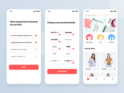 Shopping APP brand goods the price ui