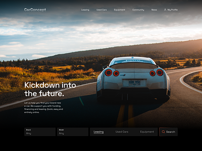 CarConcept stage search automotive black car cars concept dark dark mode design filter filter bar filtered search filters gradient minimalist mobility search search bar ui web