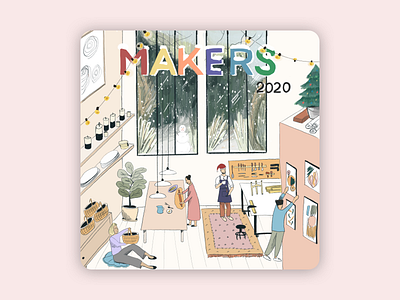 Makers Poster (Christmas Edition) art beauty blue clean illustration postcard poster procreate sketch studio ui vector