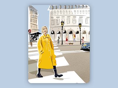Paris after the Rain art beauty color digital drawing illustration paris procreate sketch street vector yellow