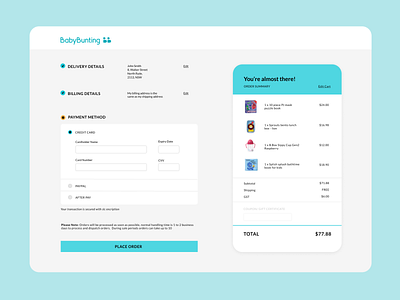 #DailyUI Day 02: Baby Bunting AU credit card checkout page dailyuichallenge figma ui uidesign uiux