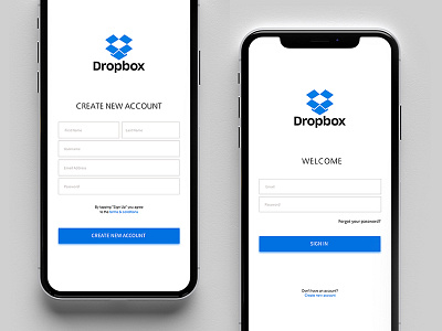 Drop Box - Log in & Sing up appui creative design dribbble firstshot hello interface invite thanks ui x