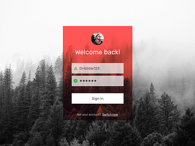Welcome Back grayscale login red sign in trees user ux
