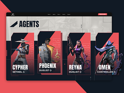 Valorant Agent Page Concept clean colors design esports game gaming interaction riotgames ui uidesign uidesigns userinterface valorant