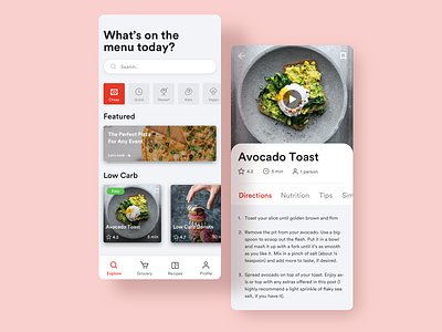 Pocket Cook - Recipe App app clean design interaction typography ui uidesign uidesigns userinterface ux