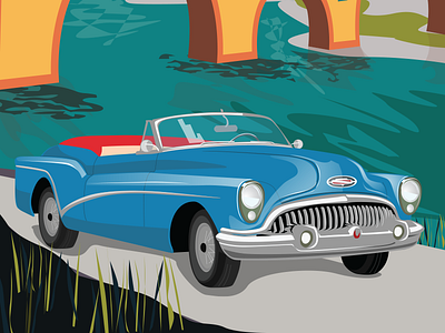 Vintage car illustration car design graphic illustration likakedelashvili travel