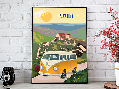 Vintage Poster, Dmanisi, Georgia adobeillustrator art design graphic illustration poster vector vintage