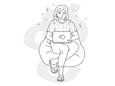 Working from home beanbag illustration illustrator laptop sketch workingfromhome