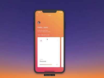iPhone XS - Todo Concept implementation in code animation app code core animation interaction ios iphone x iphonex mobile animation mobile app motion swift transitions ui ux xcode