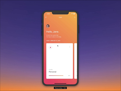 Todo Concept materialised in code animation app code core animation interaction ios iphone x iphonex mobile animation mobile app motion swift transitions ui ux xcode