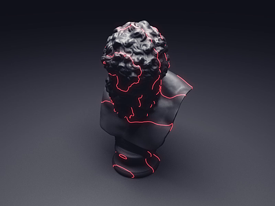 Bust scanned with lasers after affects animation art artist artwork cinema 4d digitalart glow loop motion myminifactory sketch and toon sound