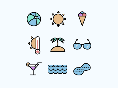 Icon set Summer daily ui flat icon icon set ui ux