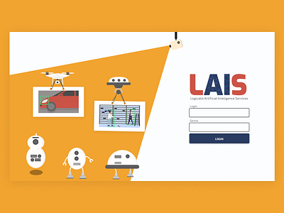 Loginlais design flat ui landing page robots ui yellow