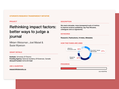 Scientific Dashboard - Research Funding Transparency dashboard scientific scientist ui ux ux design web