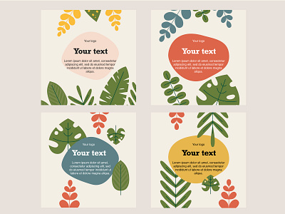 Botanical text flat color vector template
