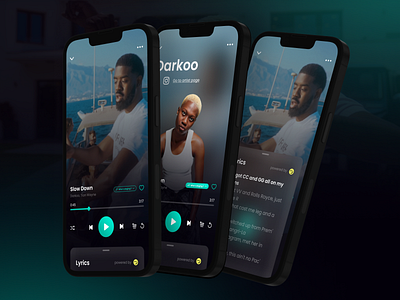 Who's singing, a music player feature adobe aftereffects app design design feature figma music ui