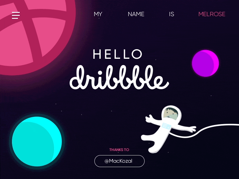 Every beginning start in space... Hi Dribbble ! aftereffects debut design hebert illustration matteo melrose motion pink shot