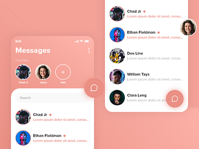 Messages List adobe adobe xd app design design list message app messages messenger ui