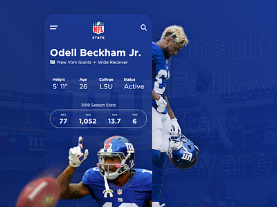NFL Player Stats App adobe adobe xd app design branding design nfl sport sports design stats ui vector