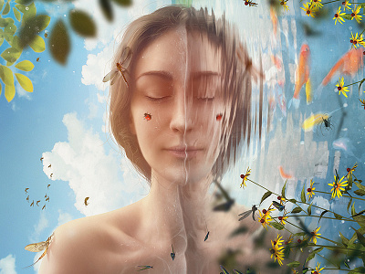 Into You illustration nature portrait reflection self portrait water