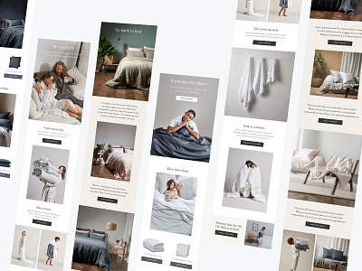 Email marketing visuals for Bedfolk branding elegant email marketing graphic design highend luxury natural