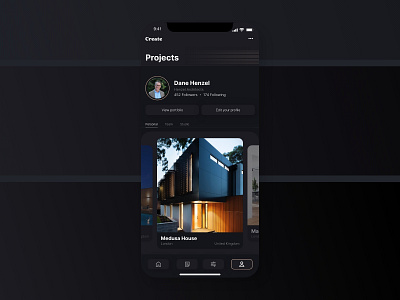 User Profile - Daily UI 006 app app design architect dailyui darkmode elegant highend ui uidesign