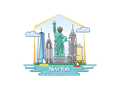 New York america art artwork illustration line line art new york new york city ny nyc travel usa