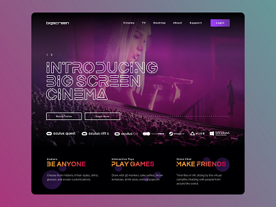 Big Screen – Website Design movies ui ux virtual reality vr web design website website concept